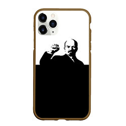 Чехол iPhone 11 Pro матовый Силуэт Владимира Ильича Ленина, цвет: 3D-коричневый