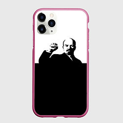 Чехол iPhone 11 Pro матовый Силуэт Владимира Ильича Ленина, цвет: 3D-малиновый