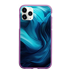 Чехол iPhone 11 Pro матовый Синяя абстракция в виде волн, цвет: 3D-фиолетовый