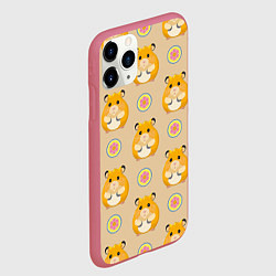 Чехол iPhone 11 Pro матовый Хомяк и цветок, цвет: 3D-малиновый — фото 2