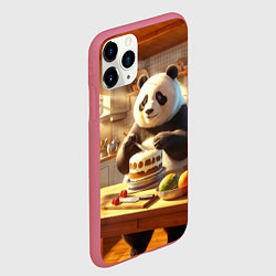 Чехол iPhone 11 Pro матовый Панда на кухне готовит торт, цвет: 3D-малиновый — фото 2