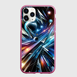 Чехол iPhone 11 Pro матовый Космос - футуризм, цвет: 3D-малиновый