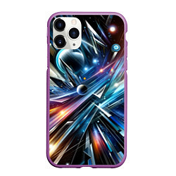 Чехол iPhone 11 Pro матовый Космос - футуризм, цвет: 3D-фиолетовый