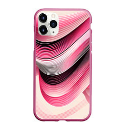 Чехол iPhone 11 Pro матовый Волны - текстура, цвет: 3D-малиновый