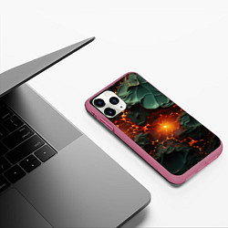 Чехол iPhone 11 Pro матовый Объемная текстура и лава, цвет: 3D-малиновый — фото 2
