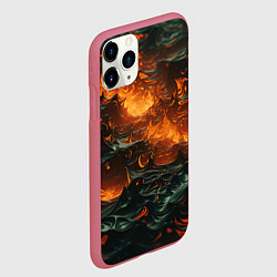 Чехол iPhone 11 Pro матовый Оранжевая лава, цвет: 3D-малиновый — фото 2