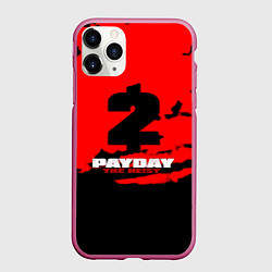 Чехол iPhone 11 Pro матовый Payday 2 краски, цвет: 3D-малиновый
