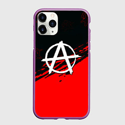 Чехол iPhone 11 Pro матовый Анархия краски текстура символы, цвет: 3D-фиолетовый