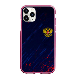 Чехол iPhone 11 Pro матовый Россия краски текстура, цвет: 3D-малиновый