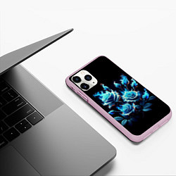 Чехол iPhone 11 Pro матовый Розы в голубом огне, цвет: 3D-розовый — фото 2