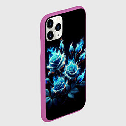 Чехол iPhone 11 Pro матовый Розы в голубом огне, цвет: 3D-фиолетовый — фото 2