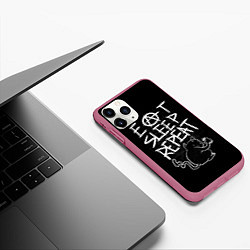 Чехол iPhone 11 Pro матовый Поесть - поспать - повторить, цвет: 3D-малиновый — фото 2