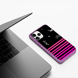 Чехол iPhone 11 Pro матовый Lil Peep розовые полосы, цвет: 3D-фиолетовый — фото 2