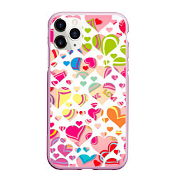 Чехол iPhone 11 Pro матовый Любовь паттерны, цвет: 3D-розовый
