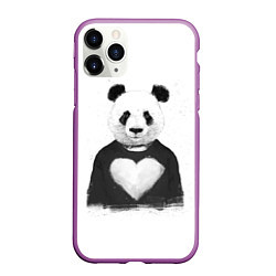 Чехол iPhone 11 Pro матовый Love panda, цвет: 3D-фиолетовый