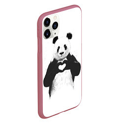 Чехол iPhone 11 Pro матовый Panda love, цвет: 3D-малиновый — фото 2