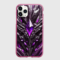 Чехол iPhone 11 Pro матовый Камень и фиолетовый кристалл, цвет: 3D-малиновый