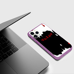 Чехол iPhone 11 Pro матовый Ведьмак краски подтёки, цвет: 3D-фиолетовый — фото 2
