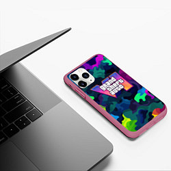 Чехол iPhone 11 Pro матовый Gta logo bright, цвет: 3D-малиновый — фото 2