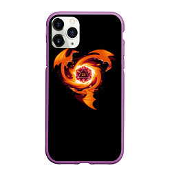 Чехол iPhone 11 Pro матовый Кружащие драконы - d20, цвет: 3D-фиолетовый