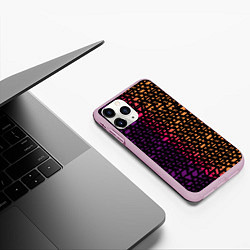 Чехол iPhone 11 Pro матовый Геометрические фигуры жёлтые и фиолетовые, цвет: 3D-розовый — фото 2