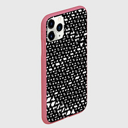Чехол iPhone 11 Pro матовый Геометрические фигуры белые, цвет: 3D-малиновый — фото 2
