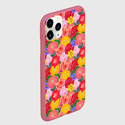 Чехол iPhone 11 Pro матовый Летний цветочный фон, цвет: 3D-малиновый — фото 2