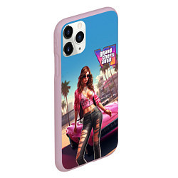 Чехол iPhone 11 Pro матовый GTA 6 girl logo, цвет: 3D-розовый — фото 2