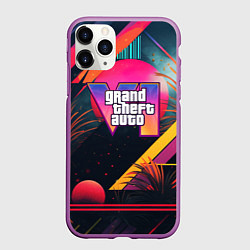 Чехол iPhone 11 Pro матовый GTA 6 logo абстракция яркая, цвет: 3D-фиолетовый