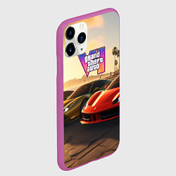 Чехол iPhone 11 Pro матовый ГТА6 автопарк, цвет: 3D-фиолетовый — фото 2