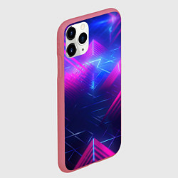 Чехол iPhone 11 Pro матовый Неоновые абстрактные треугольники, цвет: 3D-малиновый — фото 2