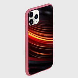 Чехол iPhone 11 Pro матовый Яркая оранжевая полосы на черной абстракции, цвет: 3D-малиновый — фото 2
