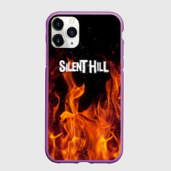 Чехол iPhone 11 Pro матовый Silent hill огонь, цвет: 3D-фиолетовый
