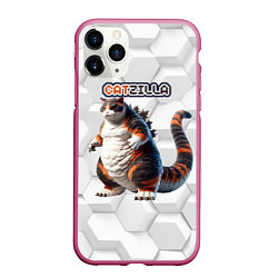 Чехол iPhone 11 Pro матовый Catzilla big, цвет: 3D-малиновый