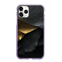 Чехол iPhone 11 Pro матовый Черная текстура с золотистым напылением, цвет: 3D-светло-сиреневый