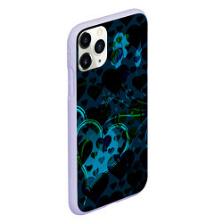 Чехол iPhone 11 Pro матовый Сердечки узоры, цвет: 3D-светло-сиреневый — фото 2