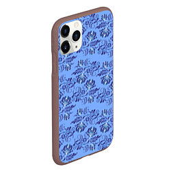 Чехол iPhone 11 Pro матовый Узоры гжель на голубом фоне, цвет: 3D-коричневый — фото 2