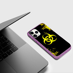 Чехол iPhone 11 Pro матовый Знак биологической опасности краски, цвет: 3D-фиолетовый — фото 2