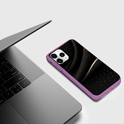 Чехол iPhone 11 Pro матовый Черный бархат и золото, цвет: 3D-фиолетовый — фото 2