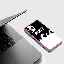 Чехол iPhone 11 Pro матовый Раст текстура огонь белый, цвет: 3D-фиолетовый — фото 2