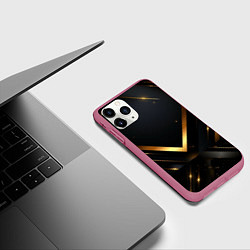 Чехол iPhone 11 Pro матовый Gold luxury black abstract, цвет: 3D-малиновый — фото 2