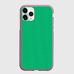 Чехол iPhone 11 Pro матовый Паттерн салатовый шестигранник, цвет: 3D-малиновый