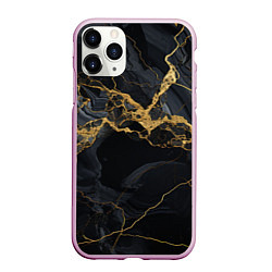 Чехол iPhone 11 Pro матовый Золотой путь на черном граните, цвет: 3D-розовый
