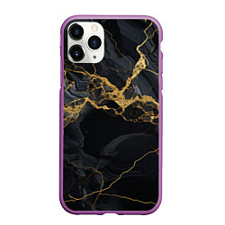 Чехол iPhone 11 Pro матовый Золотой путь на черном граните, цвет: 3D-фиолетовый