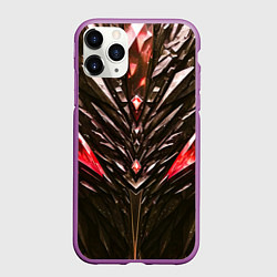 Чехол iPhone 11 Pro матовый Красные кристаллы и камень, цвет: 3D-фиолетовый
