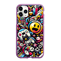 Чехол iPhone 11 Pro матовый Паттерн с играми, цвет: 3D-фиолетовый