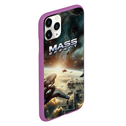 Чехол iPhone 11 Pro матовый Масс эффект - космос, цвет: 3D-фиолетовый — фото 2