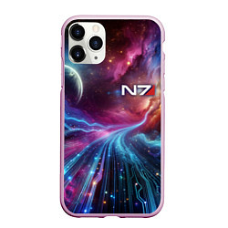 Чехол iPhone 11 Pro матовый Mass Effect - N7, цвет: 3D-розовый