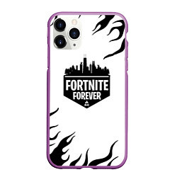 Чехол iPhone 11 Pro матовый Epic games fortnite fire, цвет: 3D-фиолетовый