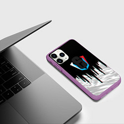 Чехол iPhone 11 Pro матовый Rainbow six лого глитч краски, цвет: 3D-фиолетовый — фото 2